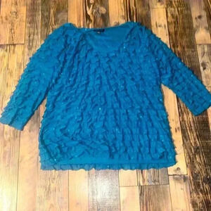 Notations Ruffled Sparkling mid sleeve Blouse size 2X